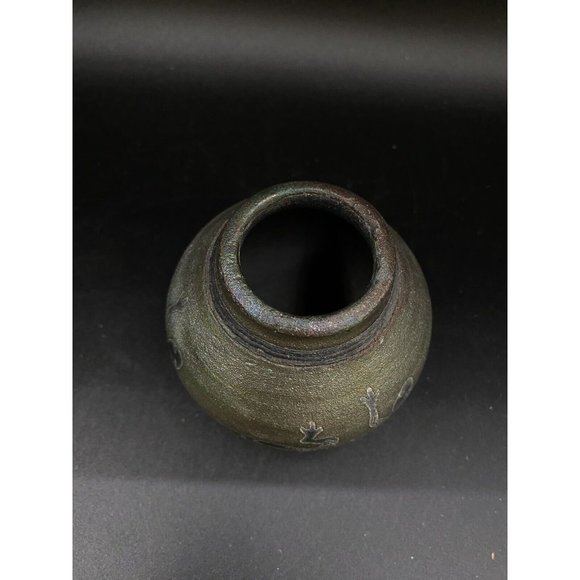 J. Diller Raku Southwestern Art Pottery Vase Jar Gecko Lizard Cork Stopper - Picture 5 of 9